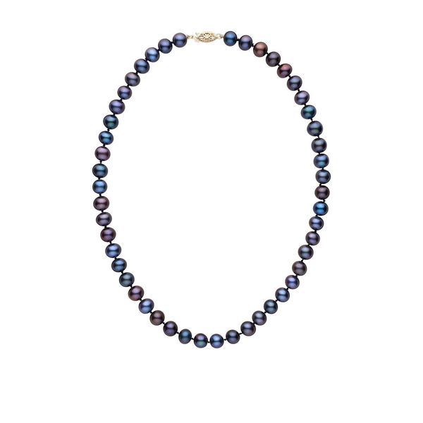 6.5-7.0mm Black Freshwater Pearl Necklace With 14K yellow Gold Clasp 6.5-7.0mm Black Freshwater Pearl Necklace With 14K yellow Gold Clasp