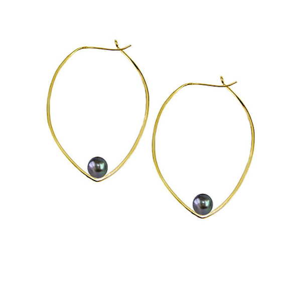 GOLD PEARL LAUREL LEAF EARRINGS GOLD PEARL LAUREL LEAF EARRINGS