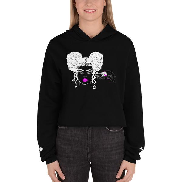 Crop Hoodie - White and Pink Hoodie Crop Hoodie - White and Pink Hoodie