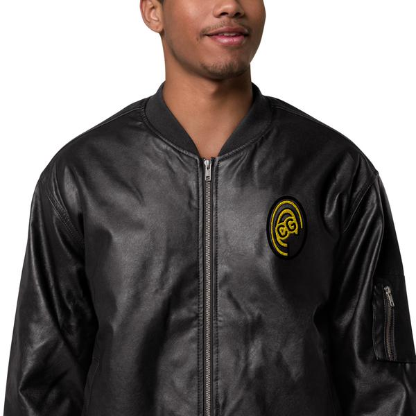 Cartel Gallery Lyfestyle with double"CG" Logo Leather Bomber Jacket Cartel Gallery Lyfestyle with double"CG" Logo Leather Bomber Jacket