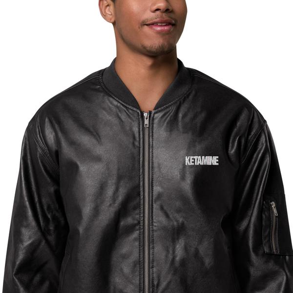 KETAMINE Embroidered Leather Bomber Jacket KETAMINE Embroidered Leather Bomber Jacket