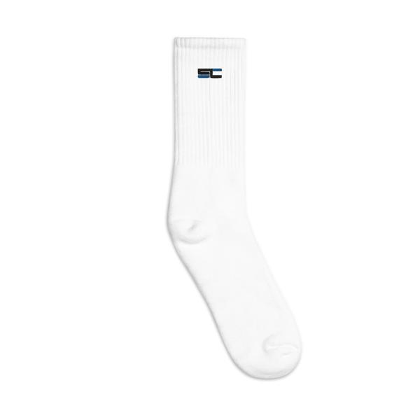 SwoleConnect "SC Logo" Embroidered Socks In White SwoleConnect "SC Logo" Embroidered Socks In White