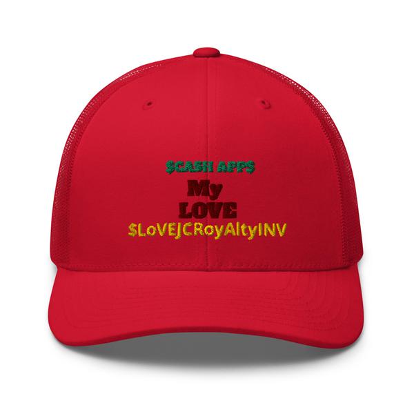CASH APP MY LOVE TO YOU "ROYAL CAMP GEAR" Trucker Cap CASH APP MY LOVE TO YOU "ROYAL CAMP GEAR" Trucker Cap