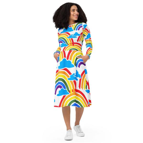 All-over print long sleeve midi dress All-over print long sleeve midi dress